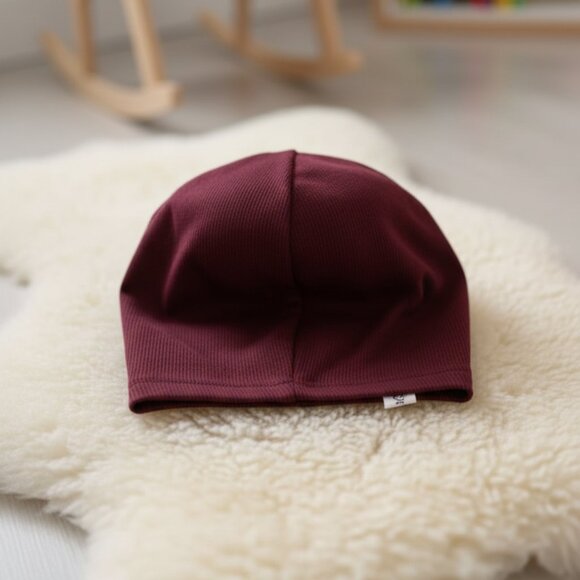 Maroon Baby Turban Cap with Big Bow – Soft Cotton Headwrap - Picture 3 of 3